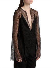 Brandon Maxwell Eloise Relax Lace Top in black - women's blouse - alternate view