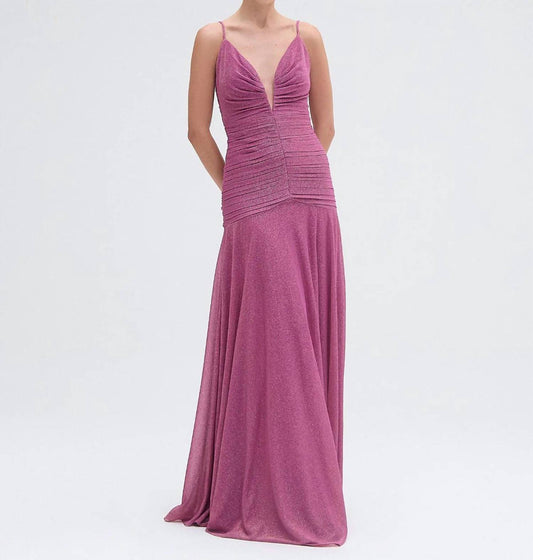 Patbo - Metallic Plunge Maxi Gown