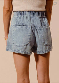 So Me - Flared Denim Shorts With Elastic Waist