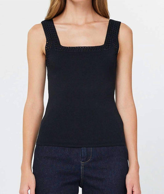 Nyland - Monet Square Neck Sweater Tank Top With Crochet Detail