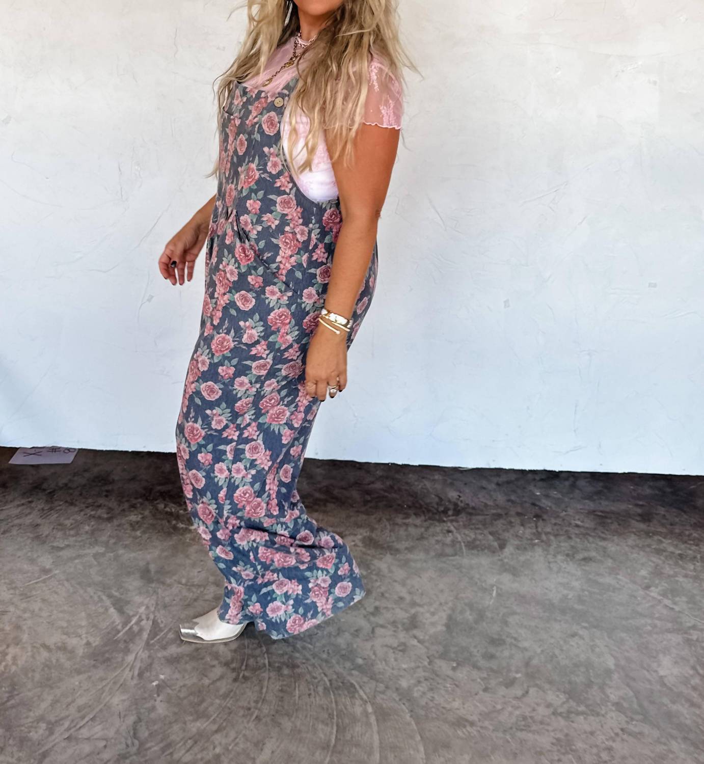 BLAKELEY Cassidy Denim Overalls in pink floral ditsy - women's pants - view 4