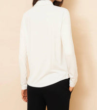 MAJESTIC FILATURES Soft Touch Semi Relaxed Button Down Shirt in blanc - women's shirt - alternate view