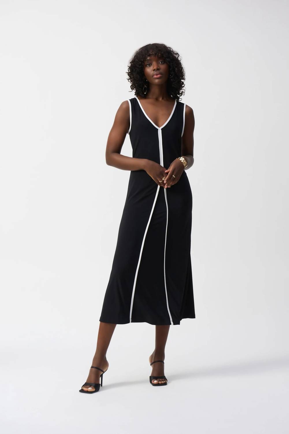Joseph Ribkoff - V-neck Sleeveless A-line Dress