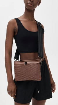 THINK ROYLN Women's Yacht Bum Bag 2.0 in nutmeg braided luxe - women's bag - detail view