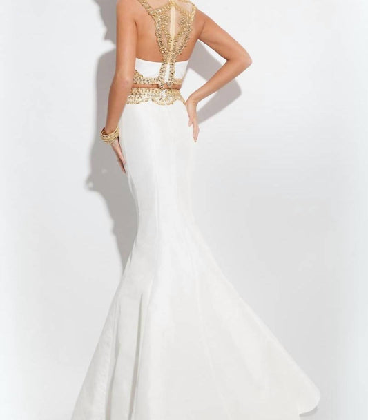 Rachel Allan - Beaded Two-piece Taffeta Mermaid Gown