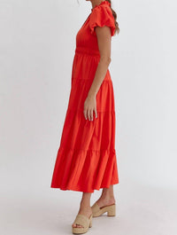 entro Bubble Sleeve V-neck Tiered Dress - women's dress - alternate view