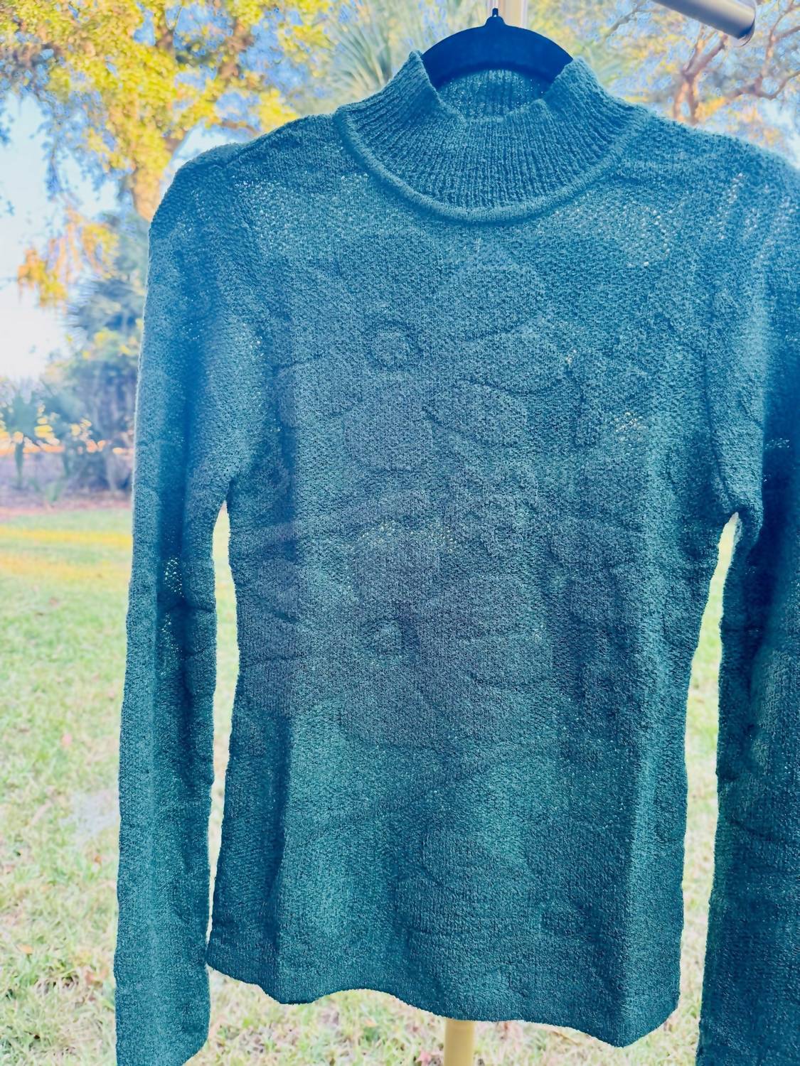 AnnieWear Women's The Annie Sweater in green - women's sweater - detail view