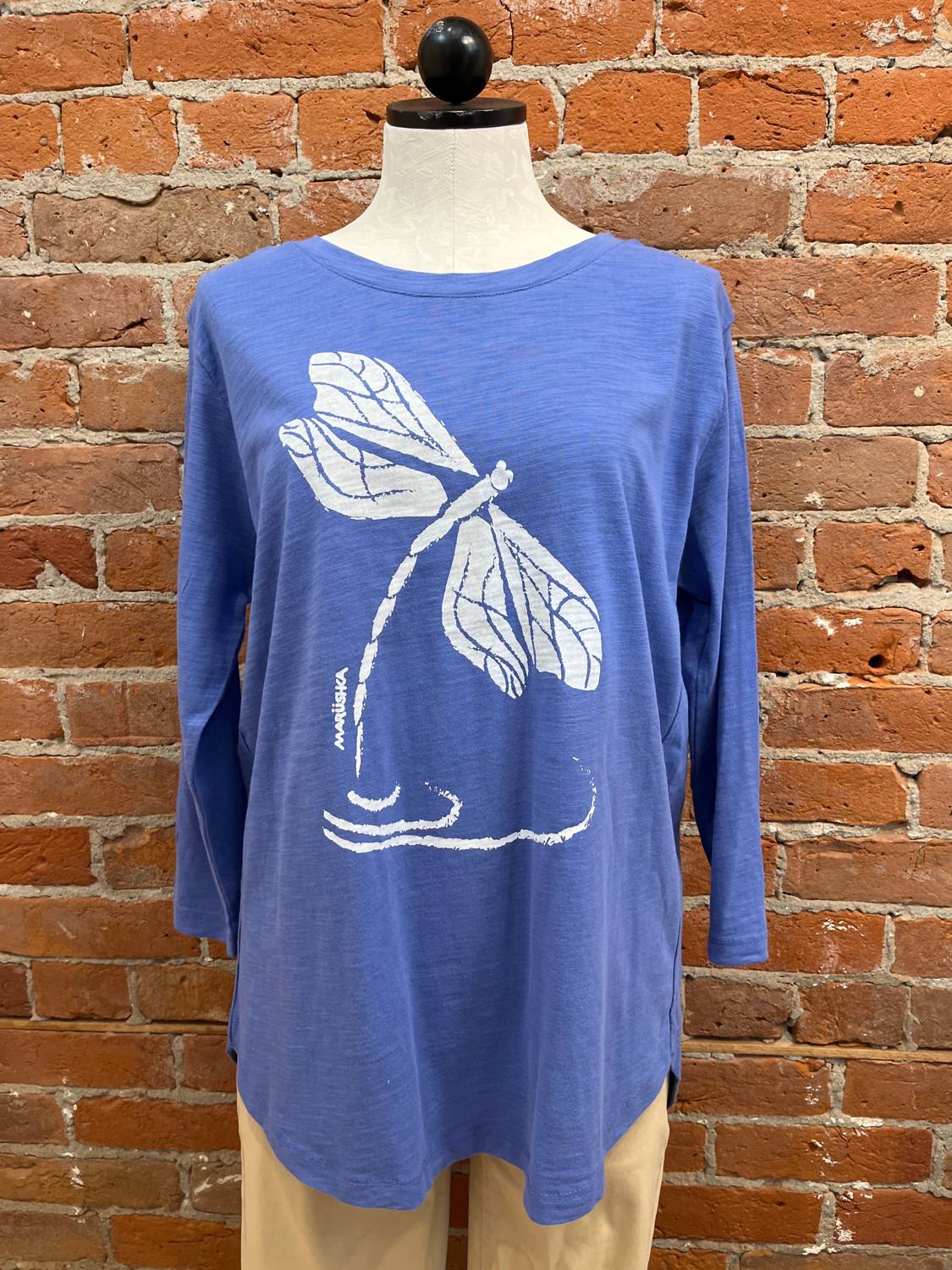 Marushka - Unisex - Scoop Neck Three-Quarter Sleeves T-shirt