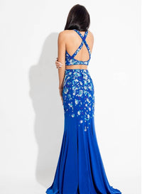 Rachel Allan - Two-piece Beaded Jersey Prom Gown