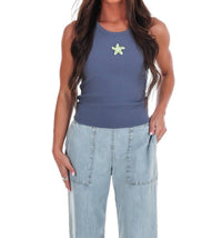 Bailey Rose - Women's Starfish Embroidery Ribbed Tank Top