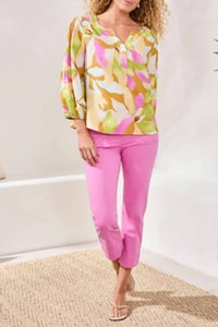 Tribal - Printed Challis Smocked Yoke Blouse