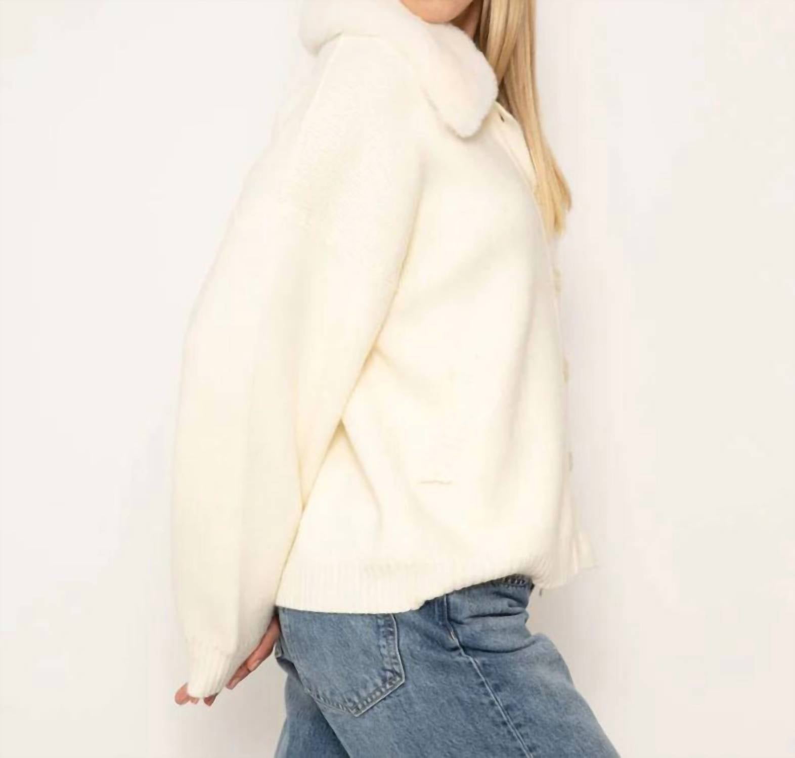 Central Park West - Nola Fur Collared Oversize Cardigan