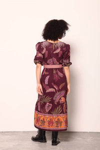 maude vivante Molly Dress in wine floral - women's dress - alternate view