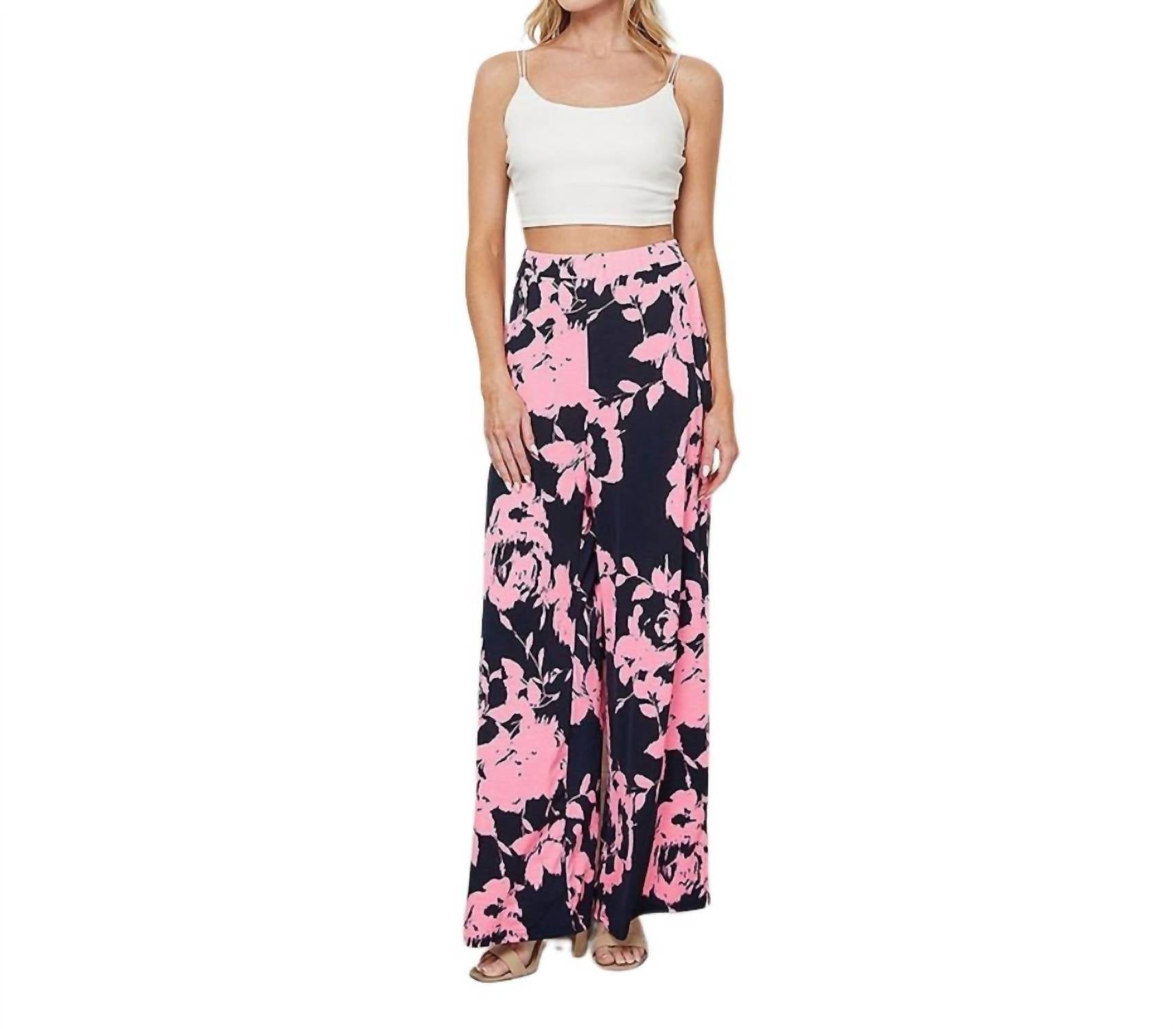 Shopin La - Floral Print Pants - Plus