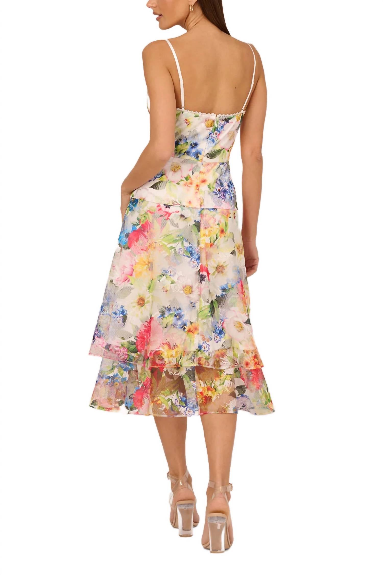 Adrianna Papell - Printed Embroidered Fit & Flare Dress