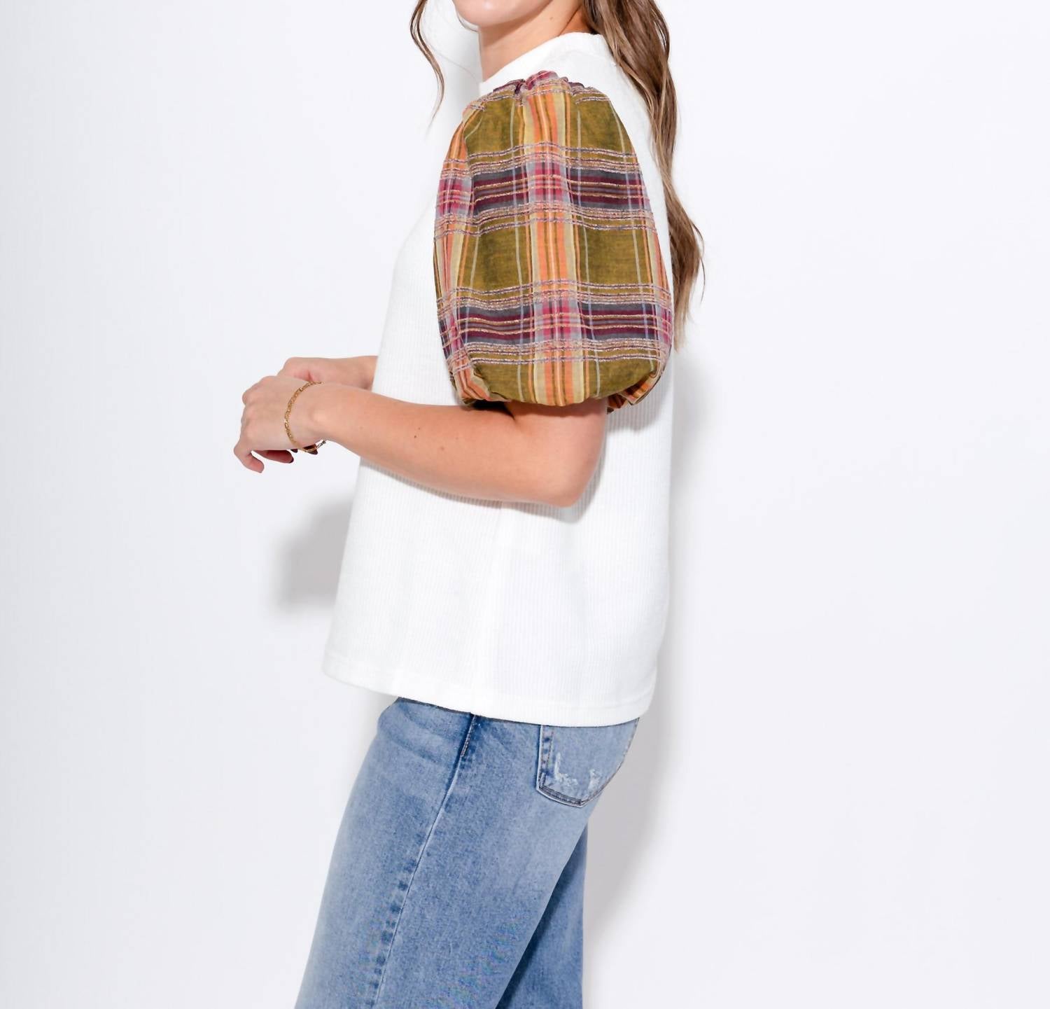 Thml - Plaid Perfection Puff Sleeve Top
