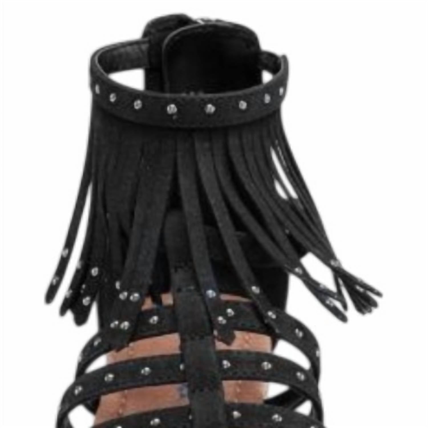 Nina Women's Cybil Fringe Sandals in black suede - women's sandal - alternate view