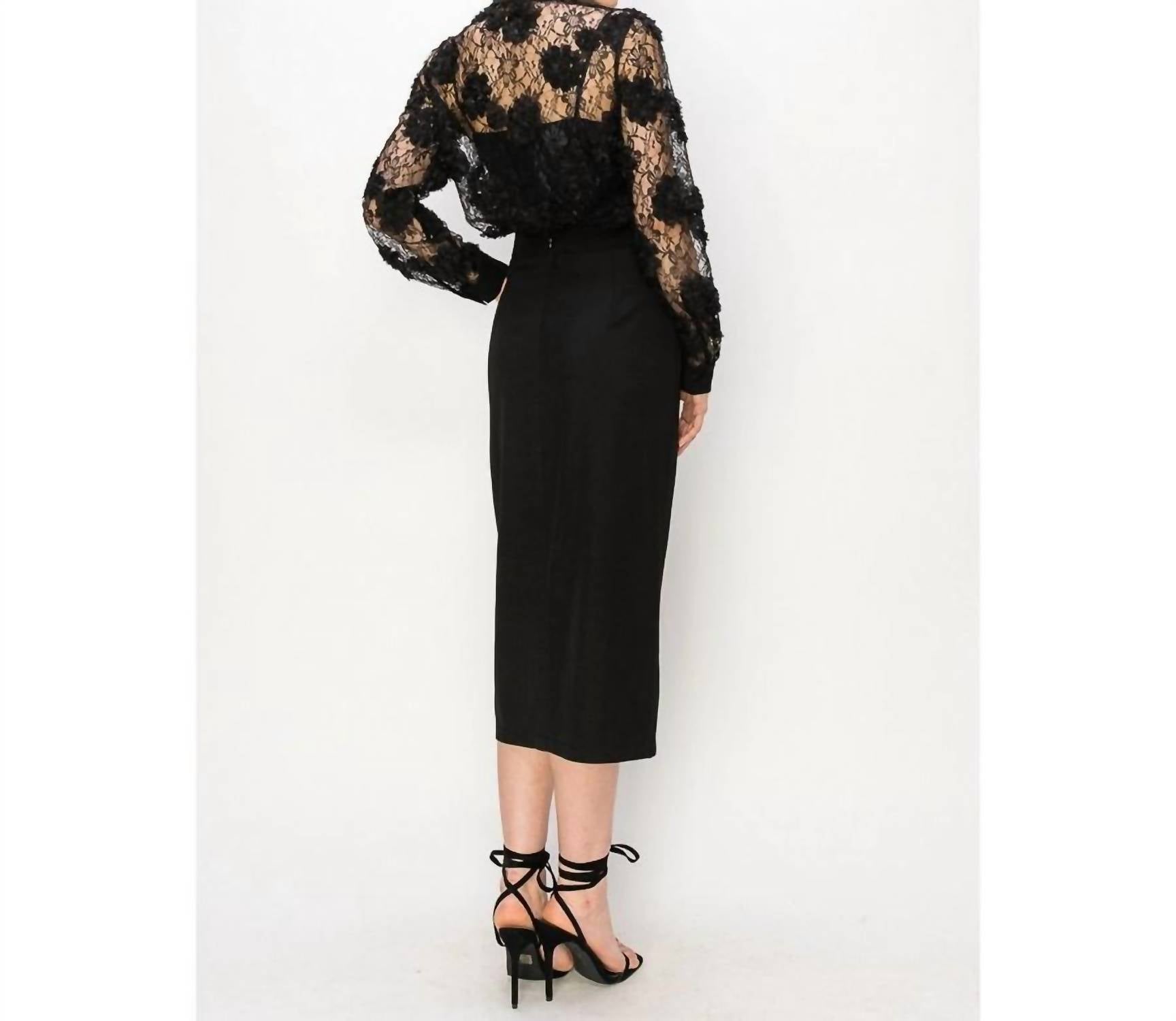 Ina Fashion - Rhinestone Button Down Midi Skirt