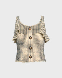 Hannah Banana - Women's Plaid Crop With Faux Button Top
