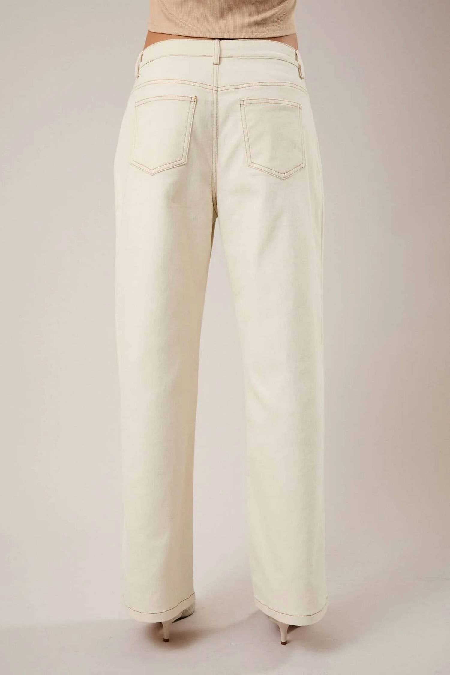 Sunday Edition - Drawstring Waist Pleated Twill Wide Leg Pants