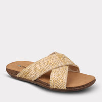 Mykos Women's Leyla Crossband Sandal in brown - women's sandal - detail view