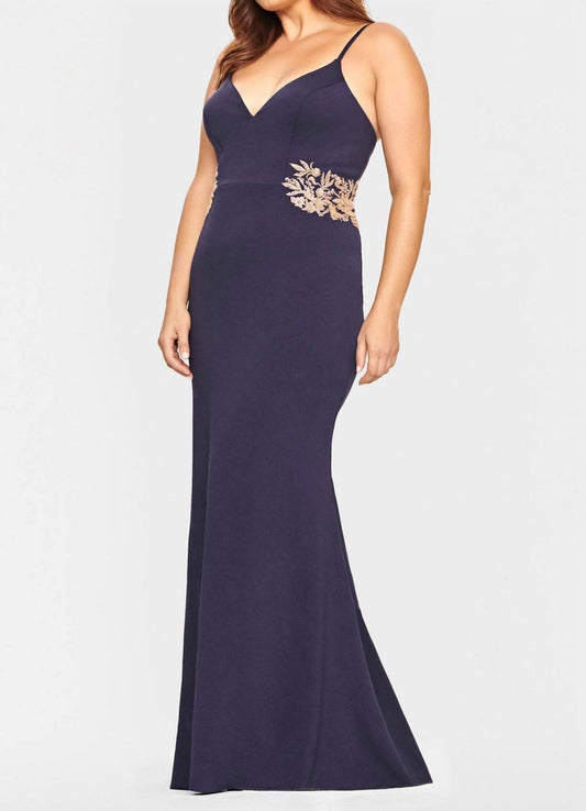 Faviana - Jersey Long Dress With Beaded Lace Applique
