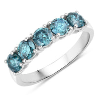 Diana M Jewels Women's Round Natural Blue Diamond Fashion Ring (1.22 Ct) - Petite in 14k white gold - women's jewelry