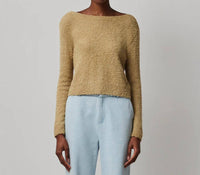 Atm - WOOL BLEND BOUCLE LONG SLEEVE LOW BACK SWEATER