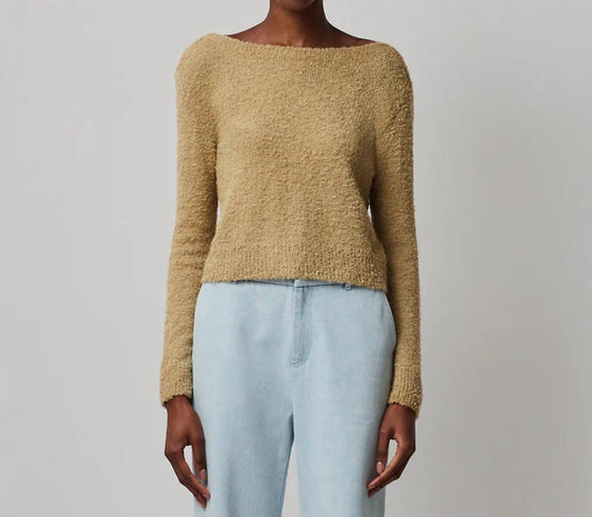 Atm - WOOL BLEND BOUCLE LONG SLEEVE LOW BACK SWEATER