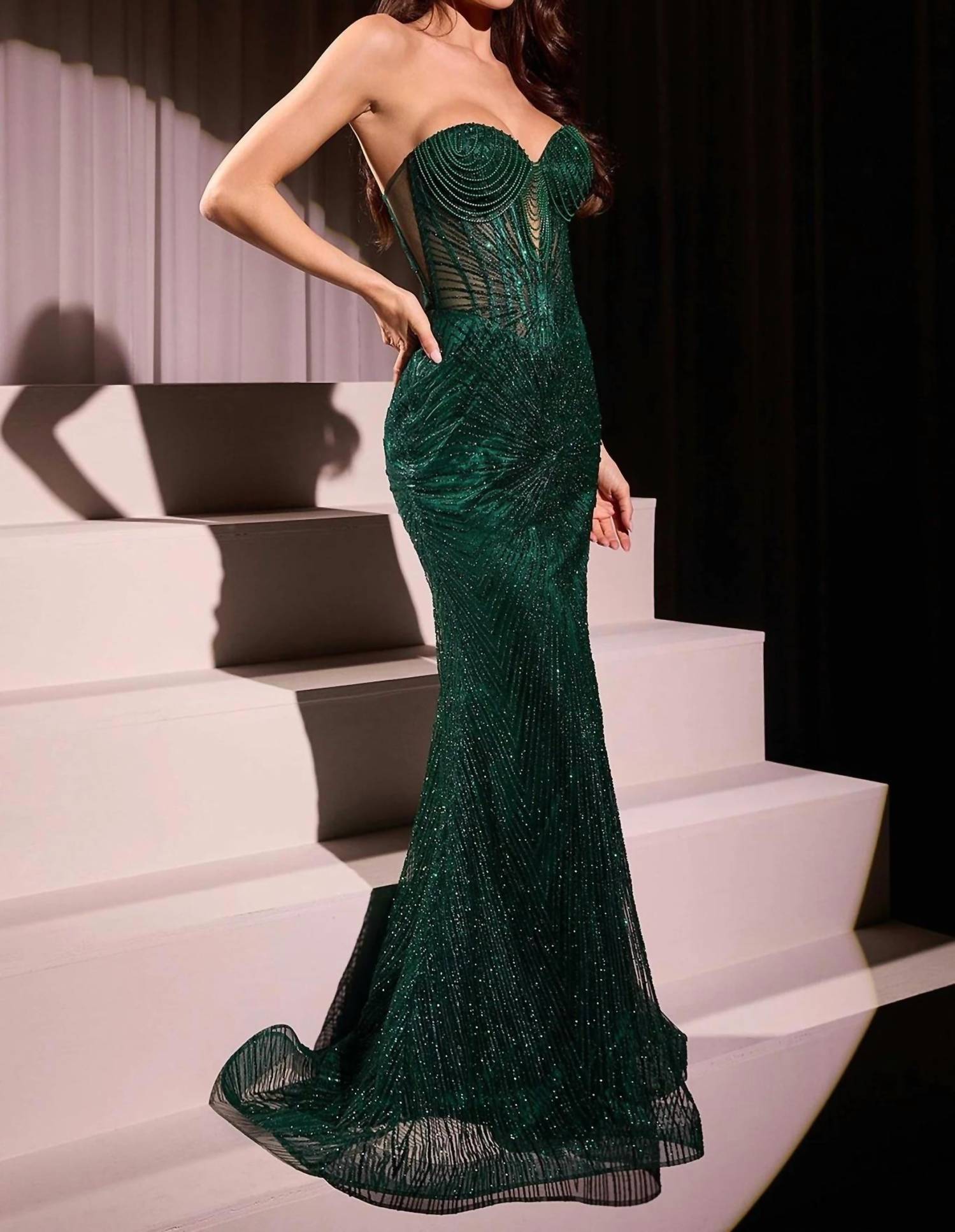 Ladivine - Basque Waist Illusion Bodice Dress