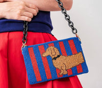 INK+ALLOY Women's Elenor Beaded Dachshund Bag in blue - women's mini bag - alternate view