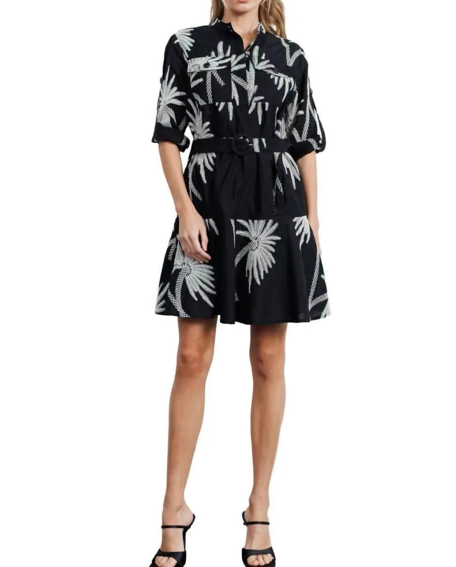 Ciebon - Siobhan Embroidered Mini Shirtdress