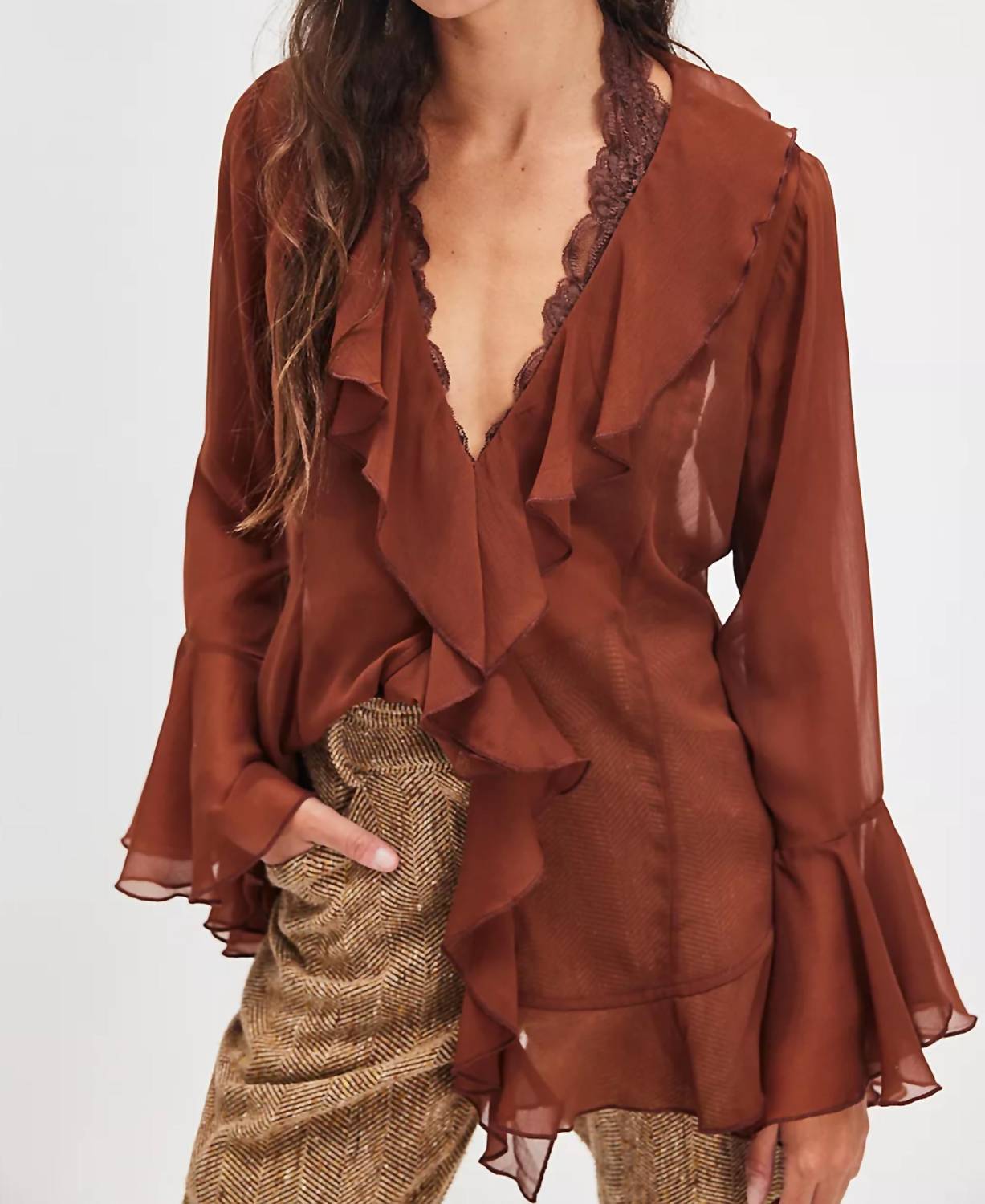 Free People - Bali Tulula Chiffon V-neck Top
