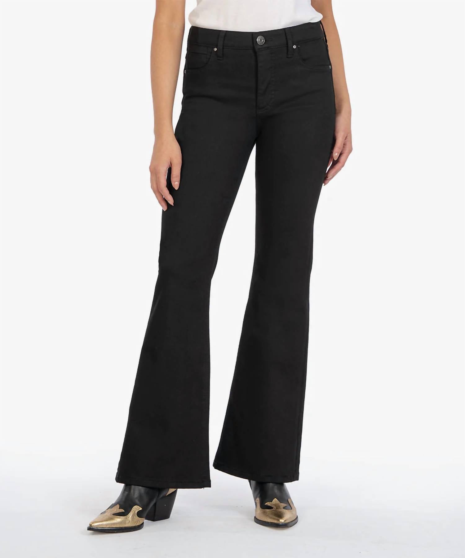 KUT FROM THE KLOTH Stella Fab Ab Flare Jean in black - women's jeans