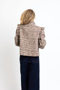 Karlie - Leopard Denim Ruffle Novelty Jacket