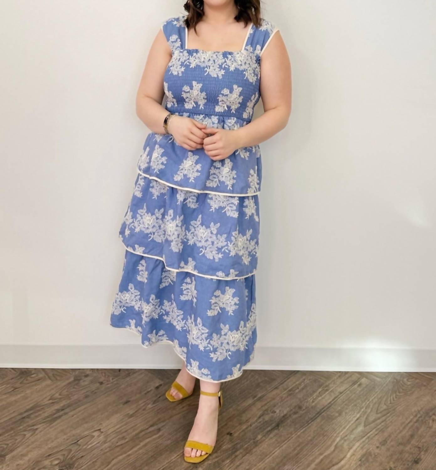 Aureum - Carmella Embroidered Tiered Midi Dress