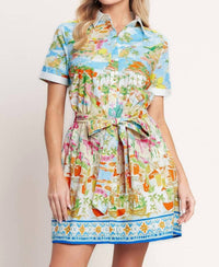 FLYING TOMATO Riviera Postcard Dress in multi - women's dress