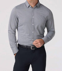 Mizzen + Main Halyard Long Sleeve Performance Dress Shirt in black peter gingham - men's shirt