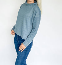 Tribal - Puckered Knit Drop Shoulder Funnel Neck Top
