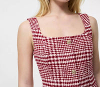 FRENCH CONNECTION Square Neck Button Front Mini Dress in scarlet mult - women's dress - view 4