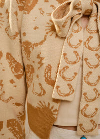 Blue B Western Motif Tie Front Cardigan in taupe - women's cardigan - view 7