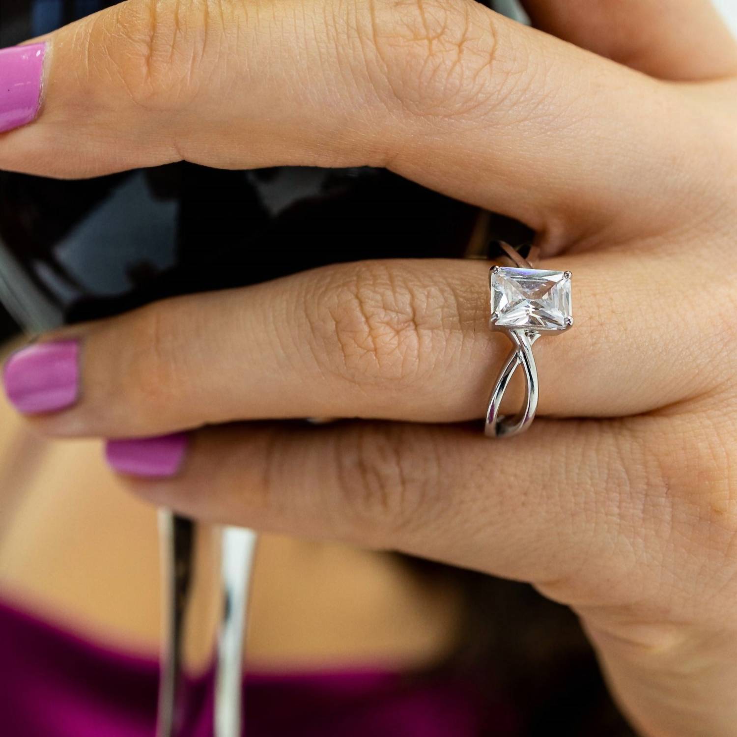 Starlette Women's Halle Engagement Ring in silver - women's jewelry - alternate view