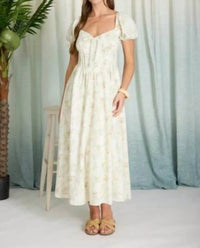 Blu Pepper - Floral Sweetheart Puff Sleeve Corset Midi Dress