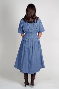 Aureum - Lori Striped Button Midi Dress
