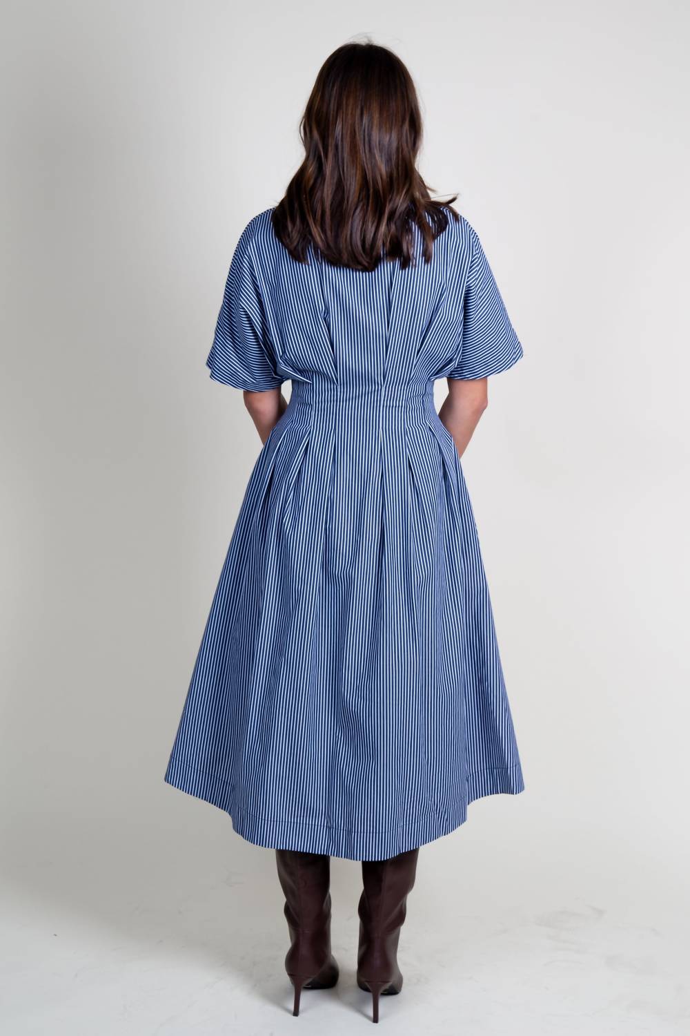 Aureum - Lori Striped Button Midi Dress