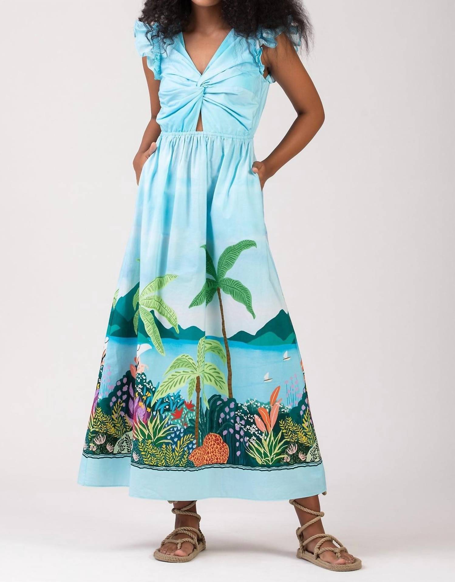 Celina Moon Flavian Maxi Dress in lia sky - women's dress
