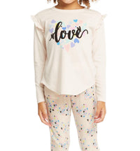 Chaser - Girls Ruffled Love Long Sleeve Tee