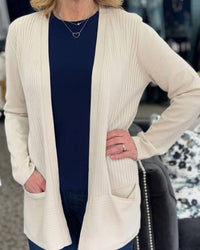 Dagne Dover Light Weight Cardigan in cream - women's cardigan - detail view