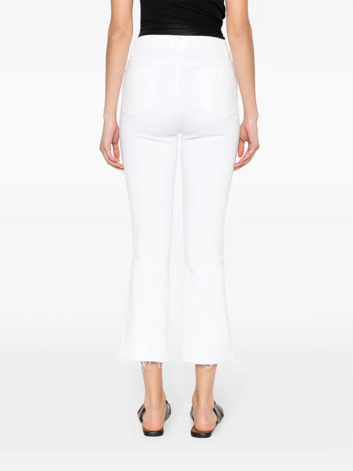 1822 Denim Women's High Rise Cuffed Demi Boot Cut Pant in white - women's pants - detail view