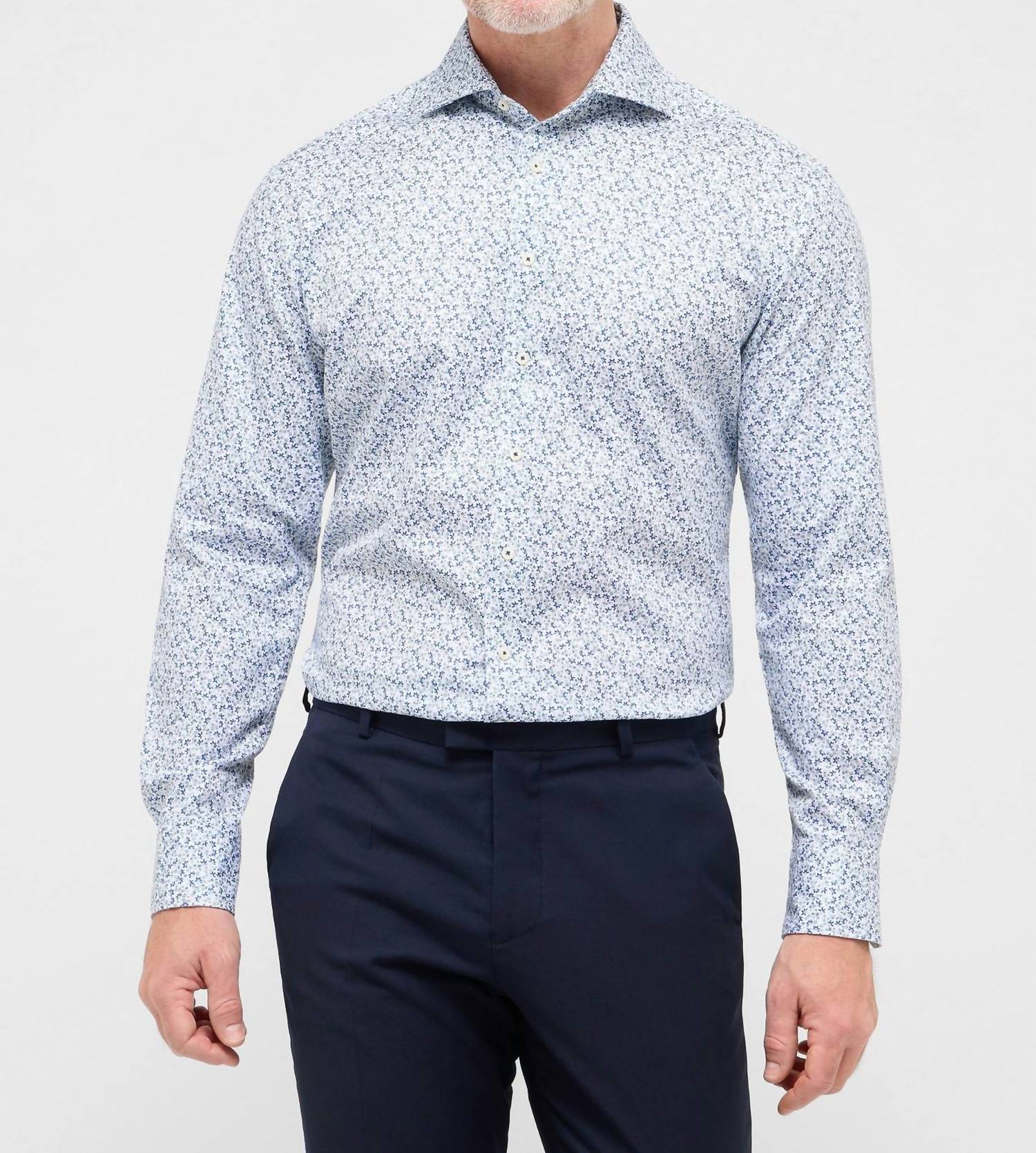 Eterna - Floral Print Modern Fit Cutaway Collar Shirt